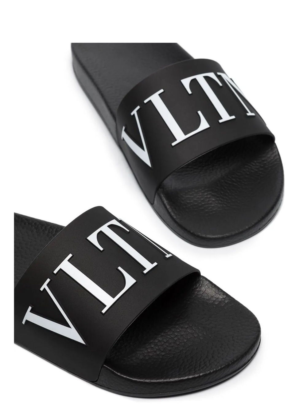 Valentino Black Slides with White VLTN Logo